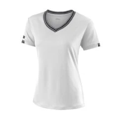 Wilson Tennis-Shirt Team V-Neck #18 Weiss Damen