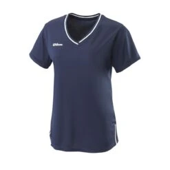 Wilson Tennis-Shirt V-Neck Team II Navyblau Damen